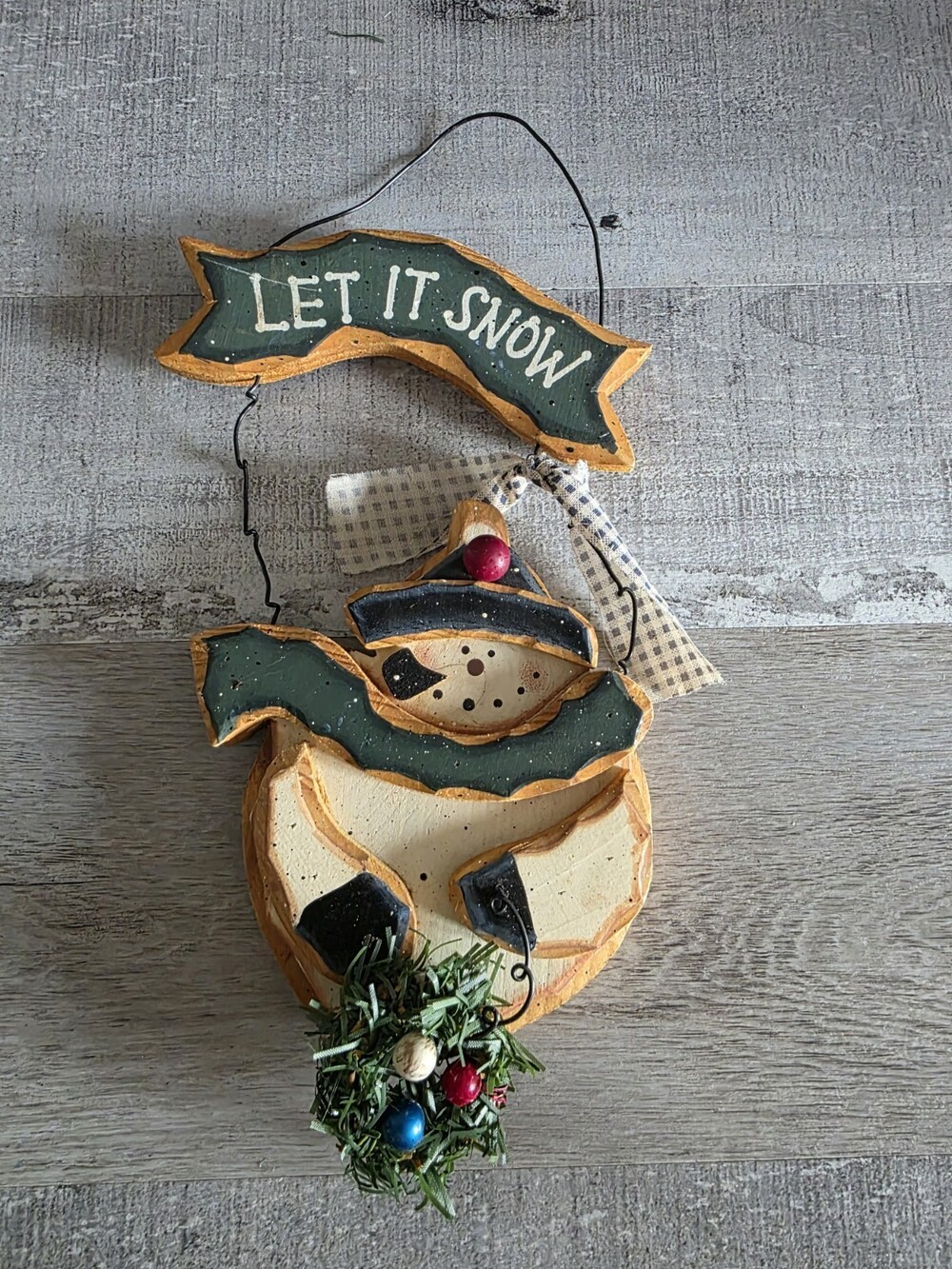 Let it Snow Wooden Hanging Door Wall Hanger Snowmen Christmas 12" Decoration G33